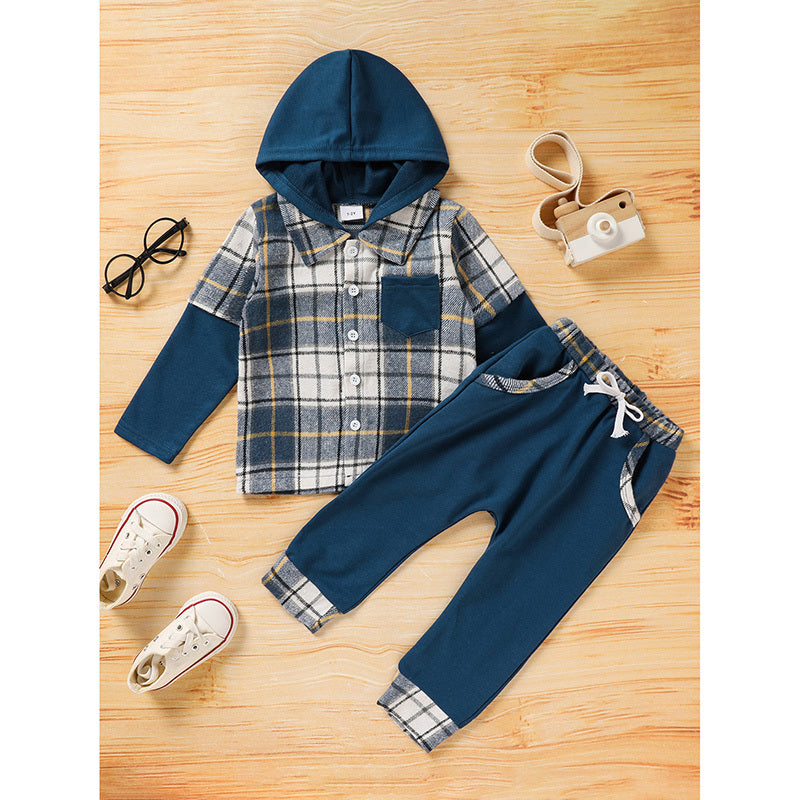 Toddler Boy Plaid Hoodie & Pants Set
