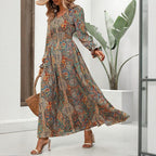Women’s Retro Geometric Print Maxi