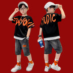 Big Boy's Short Sleeve Suit T-shirt Trendy