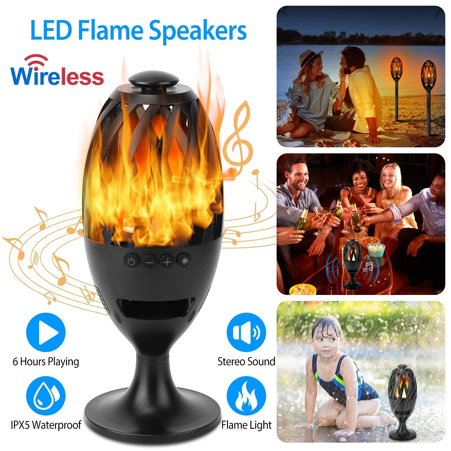 LED Flame Torch Bluetooth Speaker