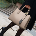 Niche Contrast-Color One-Shoulder Genuine Leather Bag