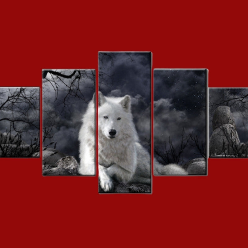 5 Panel Animal Wolf Wall Art Canvas Painting Poster Home Decor