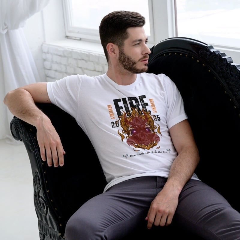 Fire Graphic Oversized Tee, Unisex Casual T-Shirt