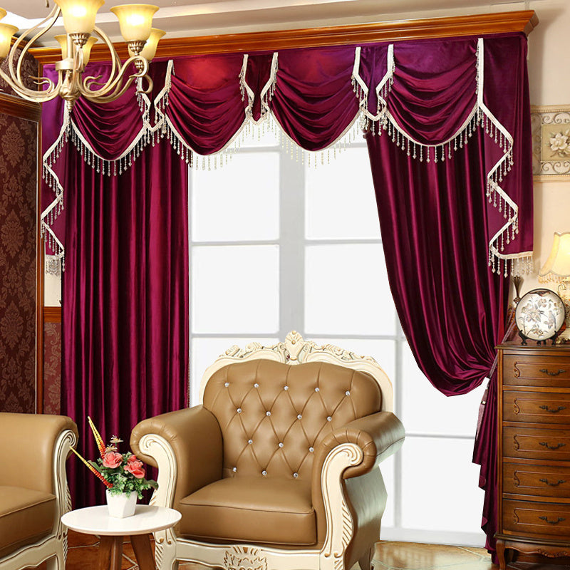 Luxury Red Velvet Blackout Curtains – Festive Design