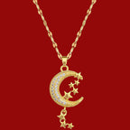 Moon Tassel Light Luxury Full Diamond Necklace