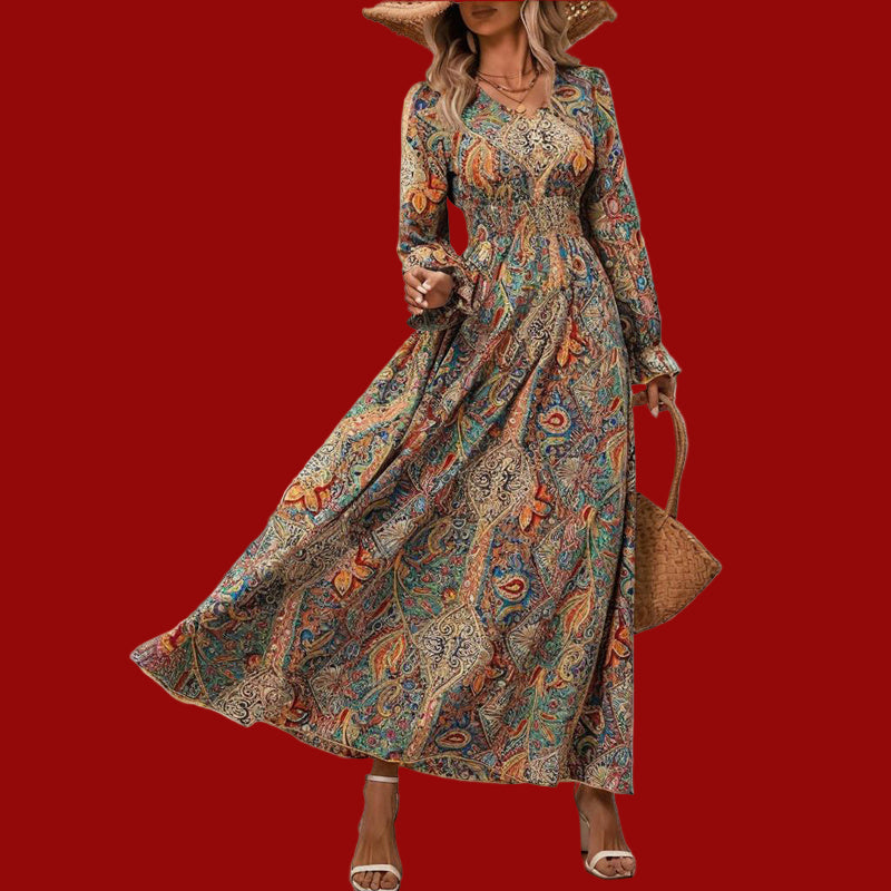 Women’s Retro Geometric Print Maxi