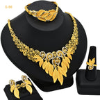 Saudi Bridal Jewelry Set – 4pcs Necklace, Bracelet, Earrings & Ring