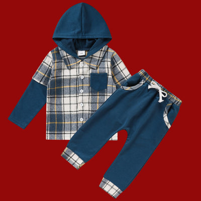 Toddler Boy Plaid Hoodie & Pants Set