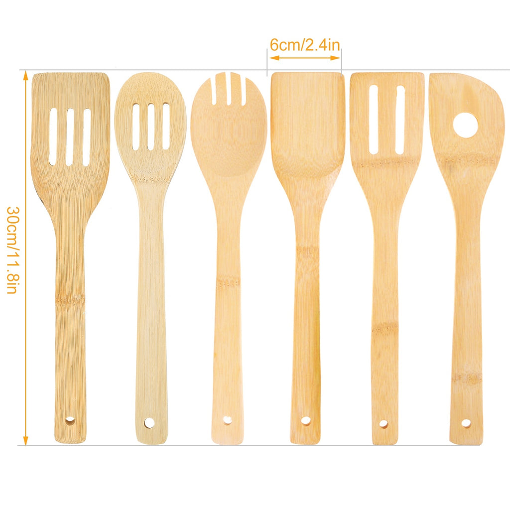 6Pcs Bamboo Wooden Cooking Utensil Set