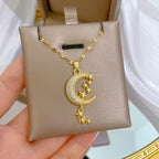 Moon Tassel Light Luxury Full Diamond Necklace