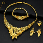 Saudi Bridal Jewelry Set – 4pcs Necklace, Bracelet, Earrings & Ring