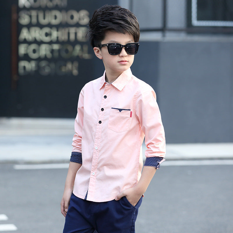 Trendy Kids Lapel Shirt with Polka Dots