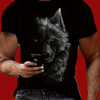 Color Eye Pattern Round Neck T-shirt