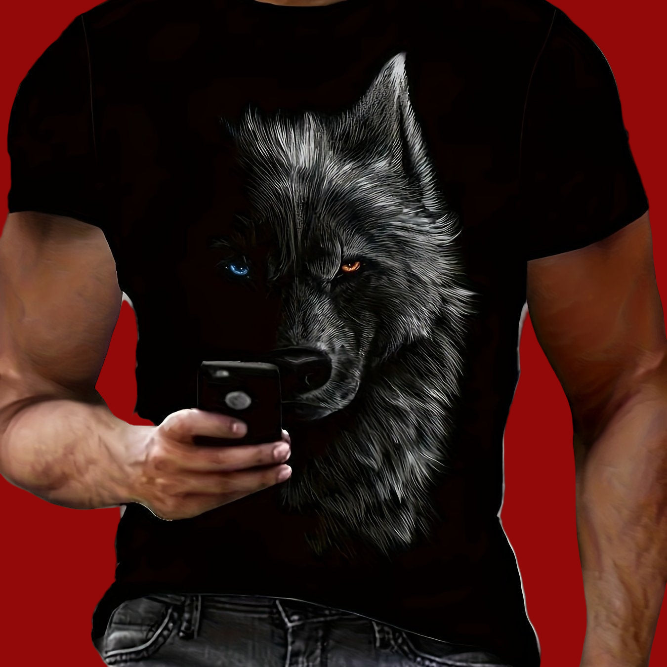 Color Eye Pattern Round Neck T-shirt