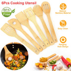 6Pcs Bamboo Wooden Cooking Utensil Set